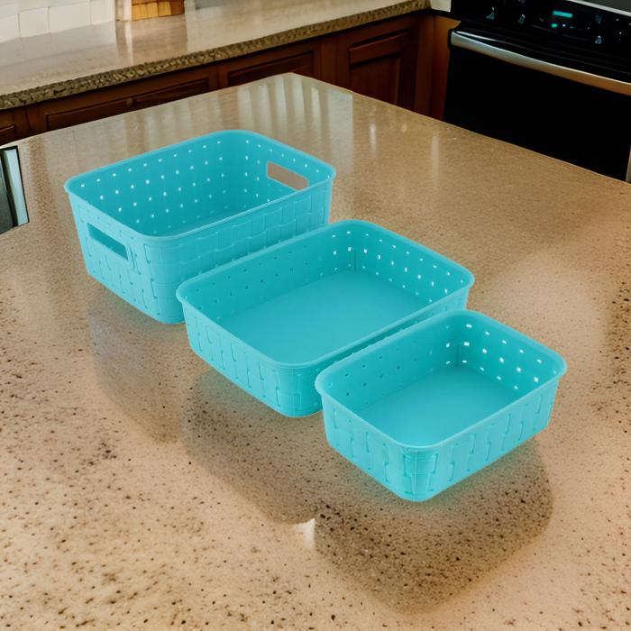 UK-0839 Multipurpose Smart Shelf Plastic Basket For Fruits Pack of 3 | Vegetables | Magazines | Cosmetics Storage Basket