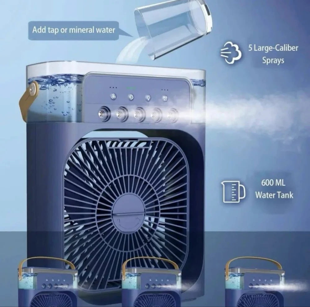 UK-0804 Portable Ice Fan Air Cooler With water For Frost Cube Fan, 3 In 1 Mist Mini Evaporative Cooling Fan with LED, Timer, 3 Wind Speeds 3 Spray Modes for Home Office Bedroom Table and Desktop