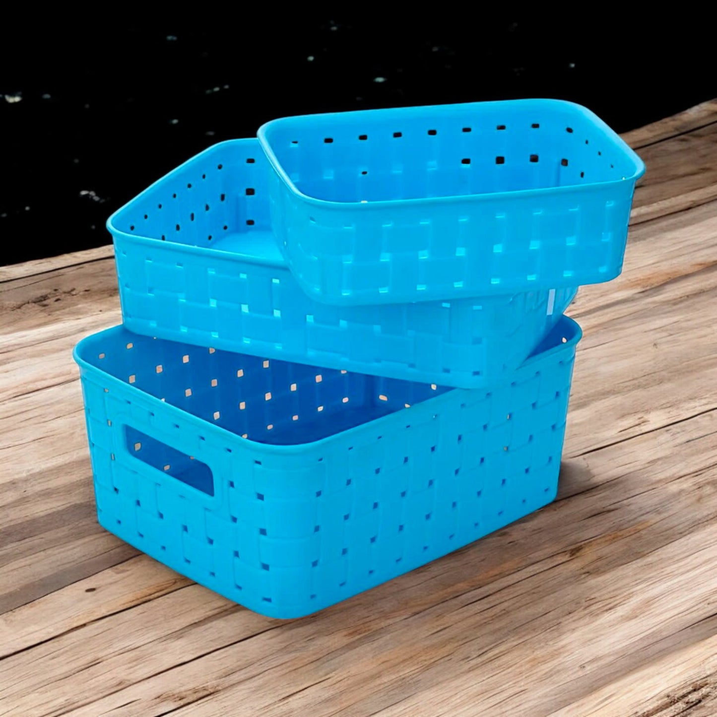 UK-0839 Multipurpose Smart Shelf Plastic Basket For Fruits Pack of 3 | Vegetables | Magazines | Cosmetics Storage Basket