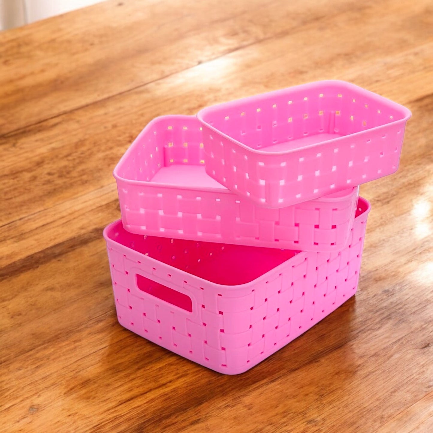 UK-0839 Multipurpose Smart Shelf Plastic Basket For Fruits Pack of 3 | Vegetables | Magazines | Cosmetics Storage Basket