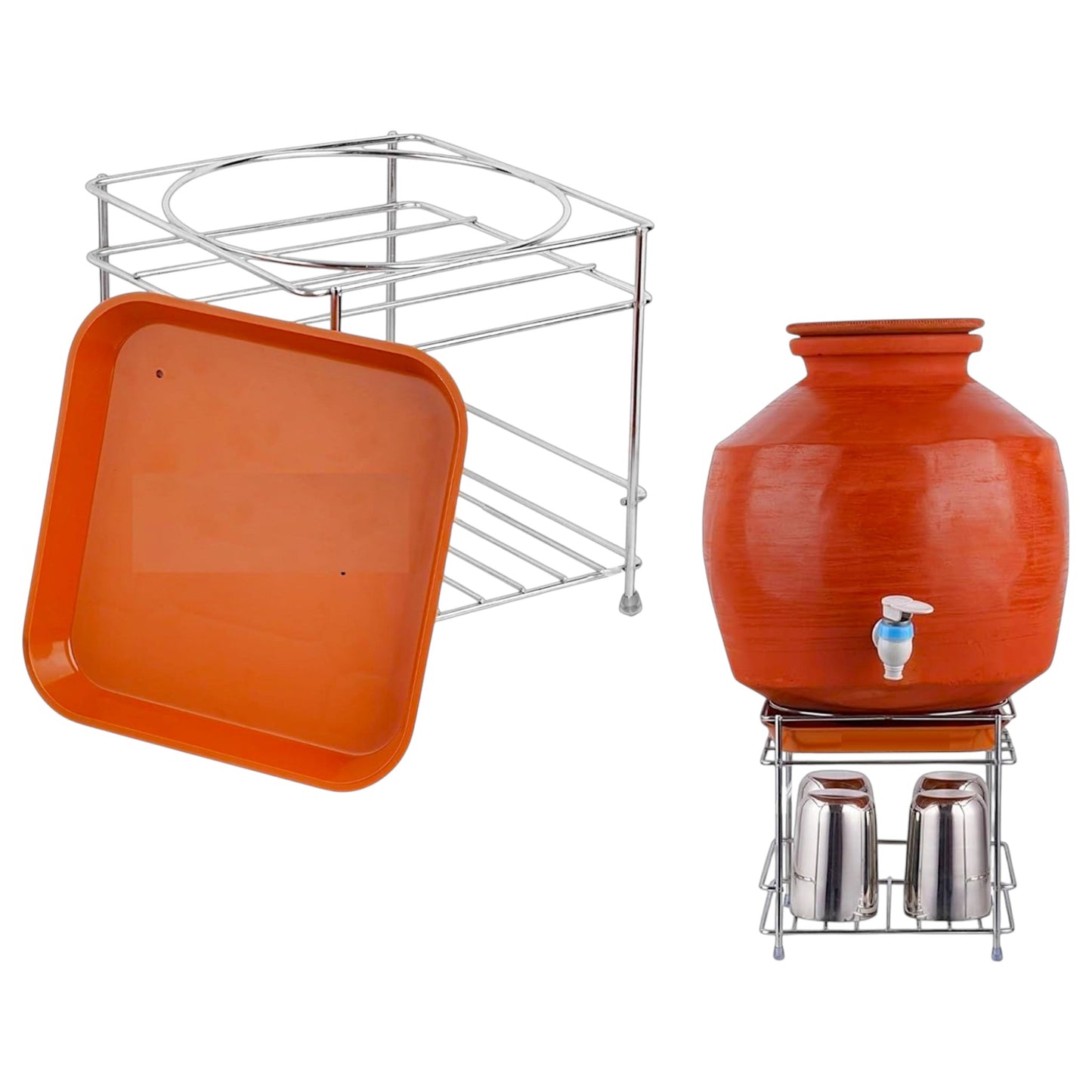 UK-0834 Round Surface Matka Stand for Water Pot | Pot Stand for kitchen utensils | Steel Matka Stand for Kitchen | Water Pot Stand for Kitchen| 8 X 8 X 7.5 Inch