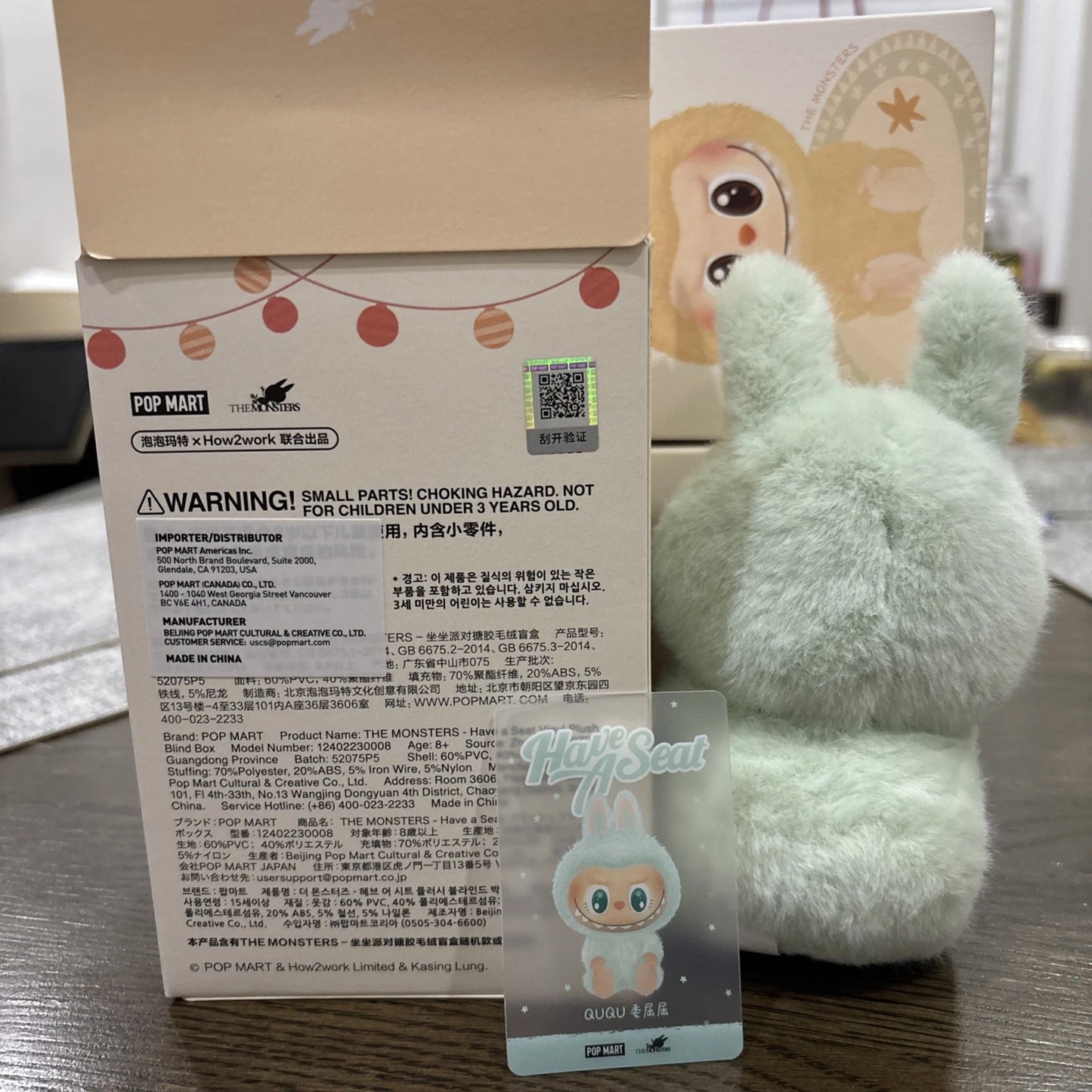 UK-0906 Labubu Cartoon Kawaii Standing Mini Flocked Labubu Figure Doll Figurine Mystery Surprise Blind Bag Children Toy Gift