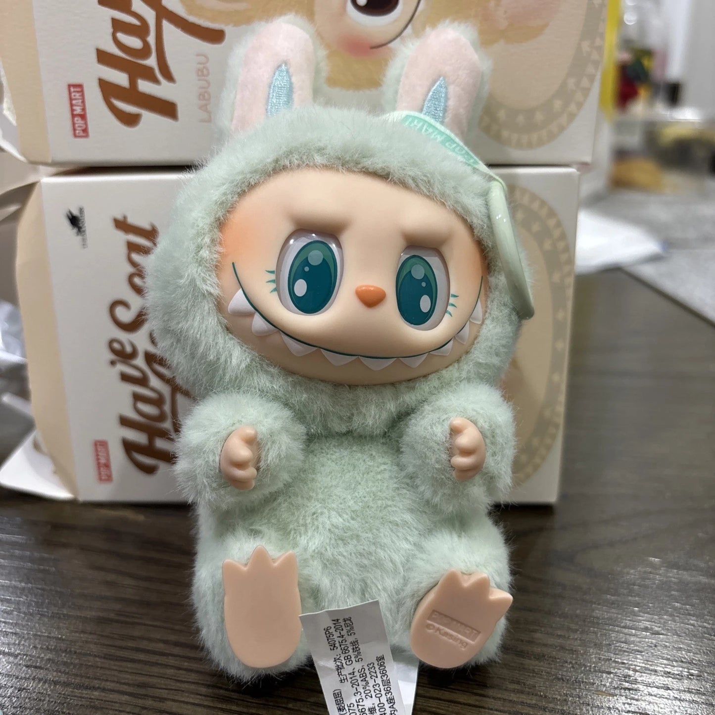 UK-0906 Labubu Cartoon Kawaii Standing Mini Flocked Labubu Figure Doll Figurine Mystery Surprise Blind Bag Children Toy Gift