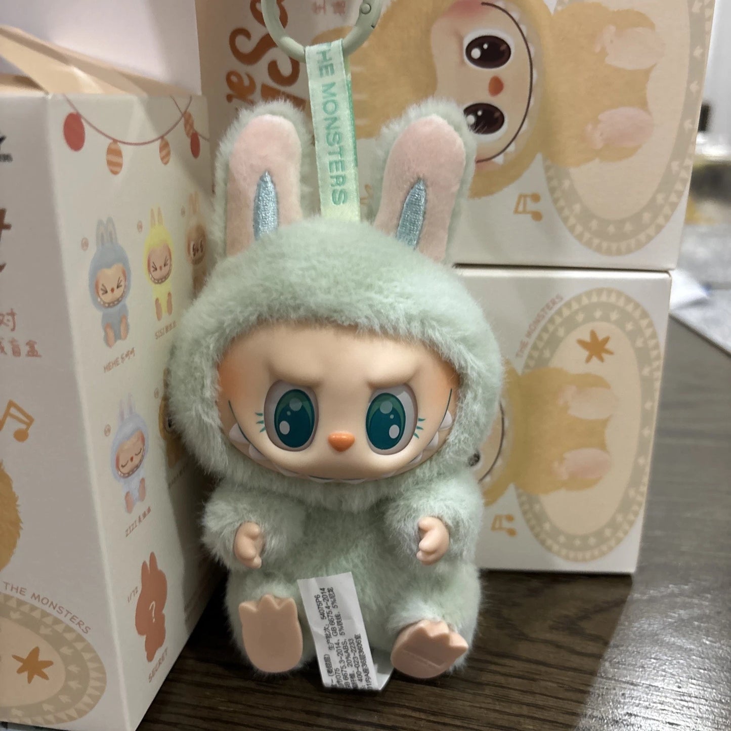 UK-0906 Labubu Cartoon Kawaii Standing Mini Flocked Labubu Figure Doll Figurine Mystery Surprise Blind Bag Children Toy Gift