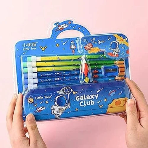 UK-0567 Preili's Galaxy Club Space Galaxy Club Space Rocket Art Metal Pencil Box