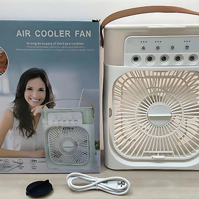 UK-0804 Portable Ice Fan Air Cooler With water For Frost Cube Fan, 3 In 1 Mist Mini Evaporative Cooling Fan with LED, Timer, 3 Wind Speeds 3 Spray Modes for Home Office Bedroom Table and Desktop