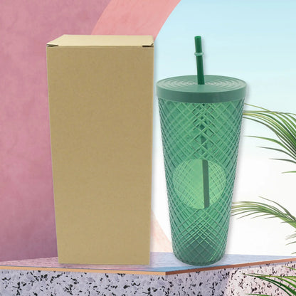 UK-0247 Cup with Straw Reusable Matte Studded Tumbler with Leak Proof LID Water Cup Travel Mug Coffee ICE Water Bottle