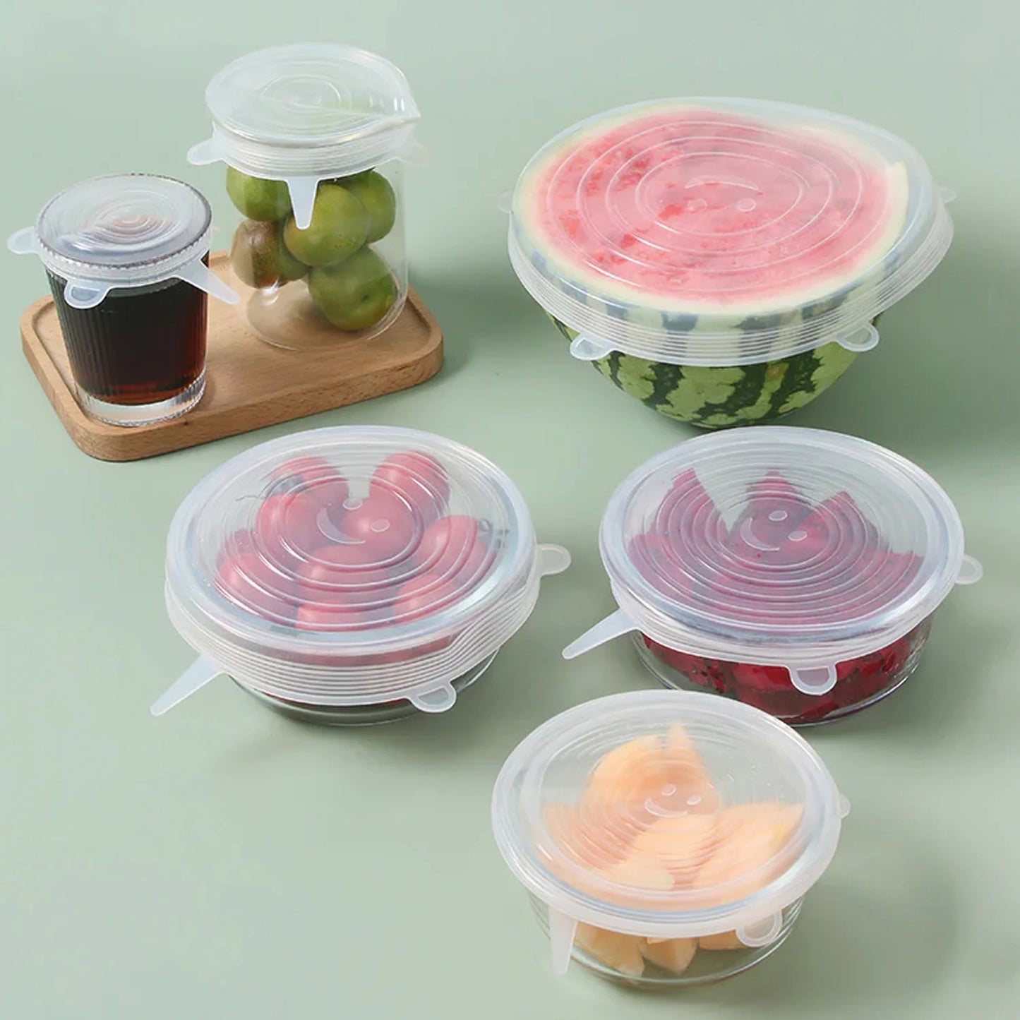 UK-0266 6 Pc Silicone Stretch Microwave Safe Lids Flexible Covers for Utensils, Bowls, Dishes,Plates Jars, Cans, Mugs, Food Safety Reusable Lids (Multicolor)