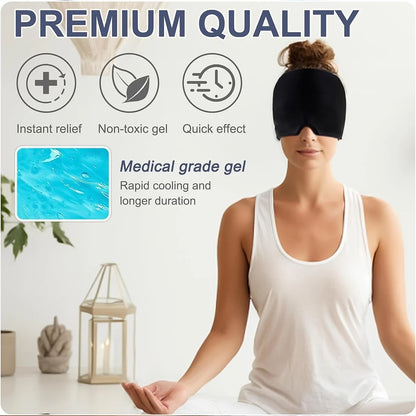 UK-0848 Relief Cap, Cold Therapy Headache Relief Hat/Ice Head Wrap/Ice Pack Mask, Cold Compress Headache Relief Cap for Tension, Sinus & Stress