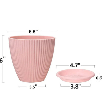 UK-0471 Plastic Round Flower Pots with Bottom Tray Set of 5 Pots for Home Decor and Balcony, Terrace Indoor & Outdoor Pots 5 pcs Multicolor Flower Planters