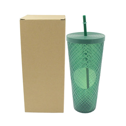 UK-0247 Cup with Straw Reusable Matte Studded Tumbler with Leak Proof LID Water Cup Travel Mug Coffee ICE Water Bottle