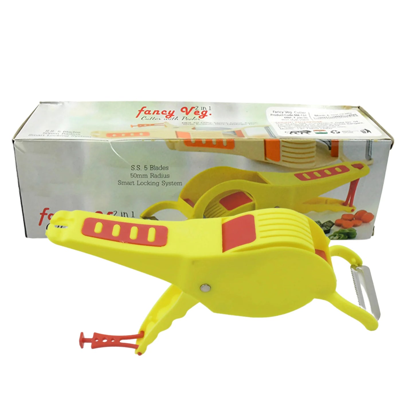 UK-0217 Vegetable & Fruit Multi Cutter & Peeler,Veg Cutter Sharp Stainless Steel 5 Blade Vegetable Cutter with Peeler