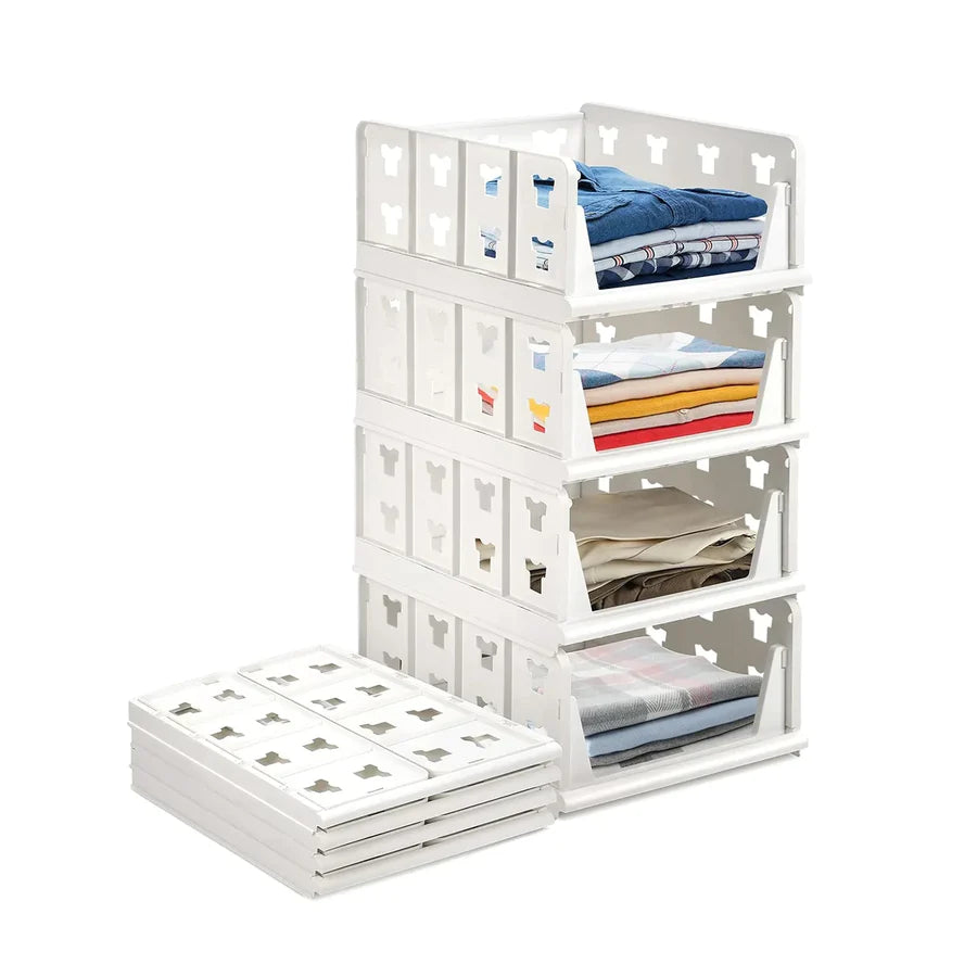 UK-0058 LAYER STACKABLE MULTIFUNCTIONAL STORAGE,FOR CLOTHES FOLDABLE DRAWER SHELF BASKET UTILITY CART RACK STORAGE ORGANIZER CART FOR KITCHEN, PANTRY CLOSET, BEDROOM, BATHROOM, LAUNDRY