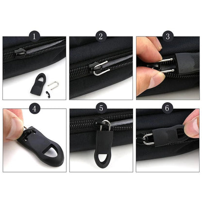 UK-0318 10 Pieces Replacement Zipper Tags Zip Fixer for Clothes or Bags, Black