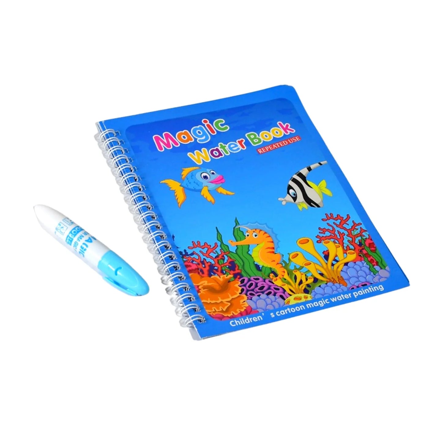 UK-0212 Magic Water Quick Dry Book for Water Coloring with Magic Pen Painting Board for Children Education Drawing Pad (Random Design & Assorted Color)