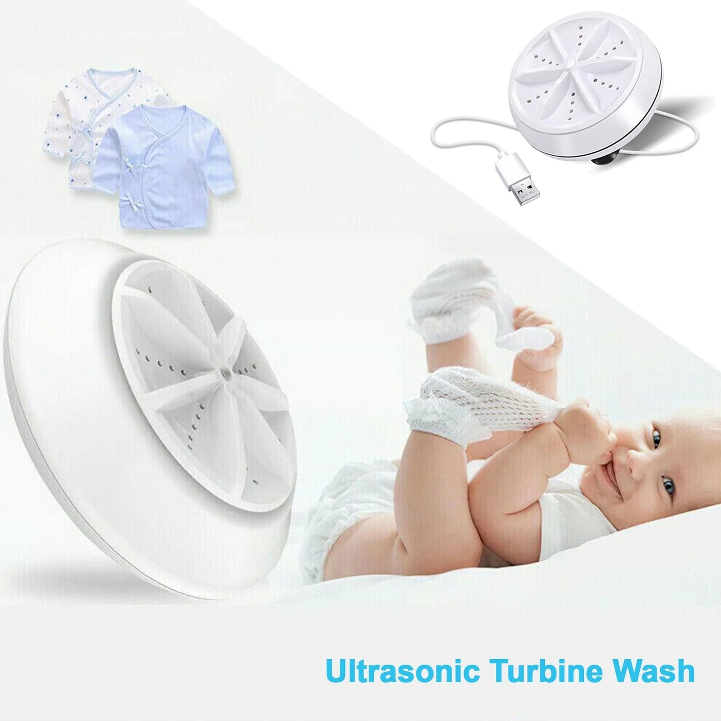 UK-0191 Mini ultrasonic Turbine Washer Washing Machines Portable Travel Cleaner