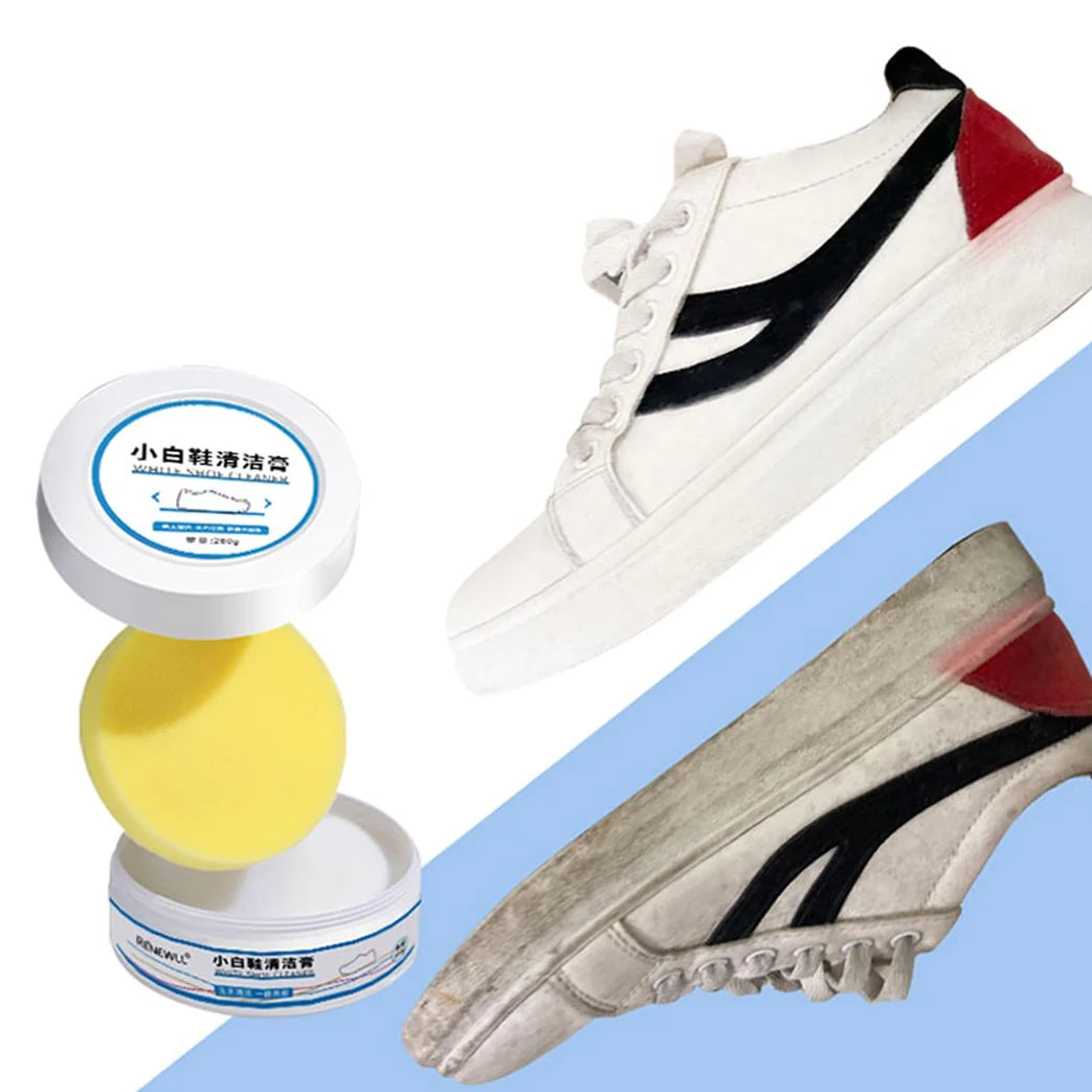 UK-0331 White Shoe Cleaning Cream, Stain Cleansing Cream for Shoe, Re-Color and Polish Smooth Leather Shoes and Boots, Sneaker Cleaner White Shoes