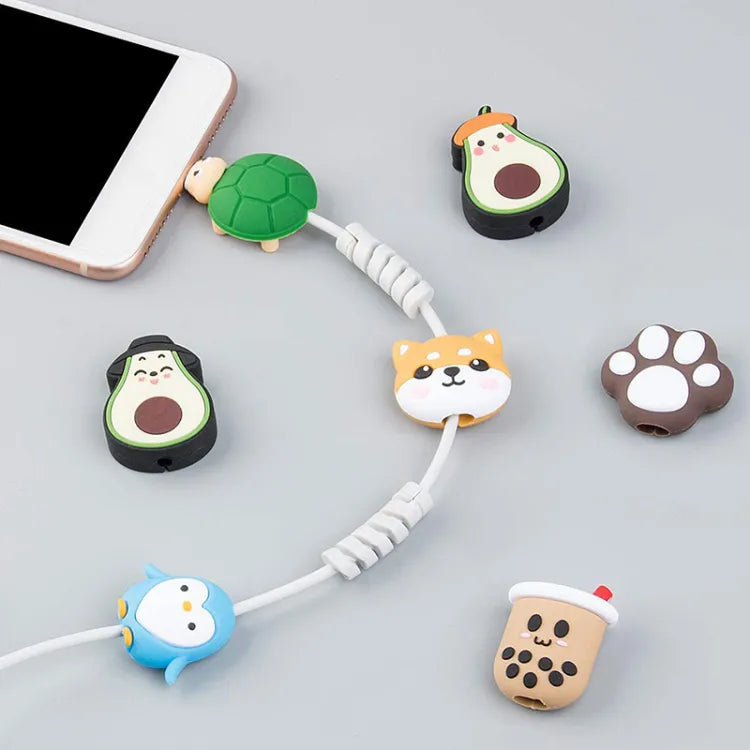 UK-0498 Silicone Cute Charging Cable Wire Protector, Cord Protection Compatible For Android Usb, Type-C And Camera Cable/Smartphone/Iphone Charging Cables- (Random Design)