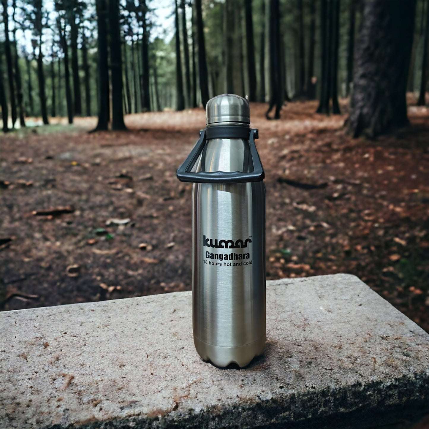 UK-0357 Stainless Steel Vacuum Insulated Flask | Hot And Cold Water Bottle With Screw Lid | Double Walled Silver Bottle For Home, Office, Travel 12 Hours Cold & Hot