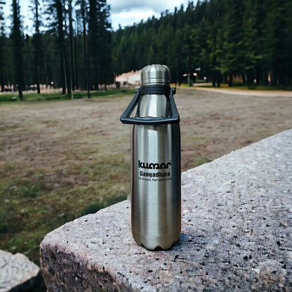 UK-0357 Stainless Steel Vacuum Insulated Flask | Hot And Cold Water Bottle With Screw Lid | Double Walled Silver Bottle For Home, Office, Travel 12 Hours Cold & Hot