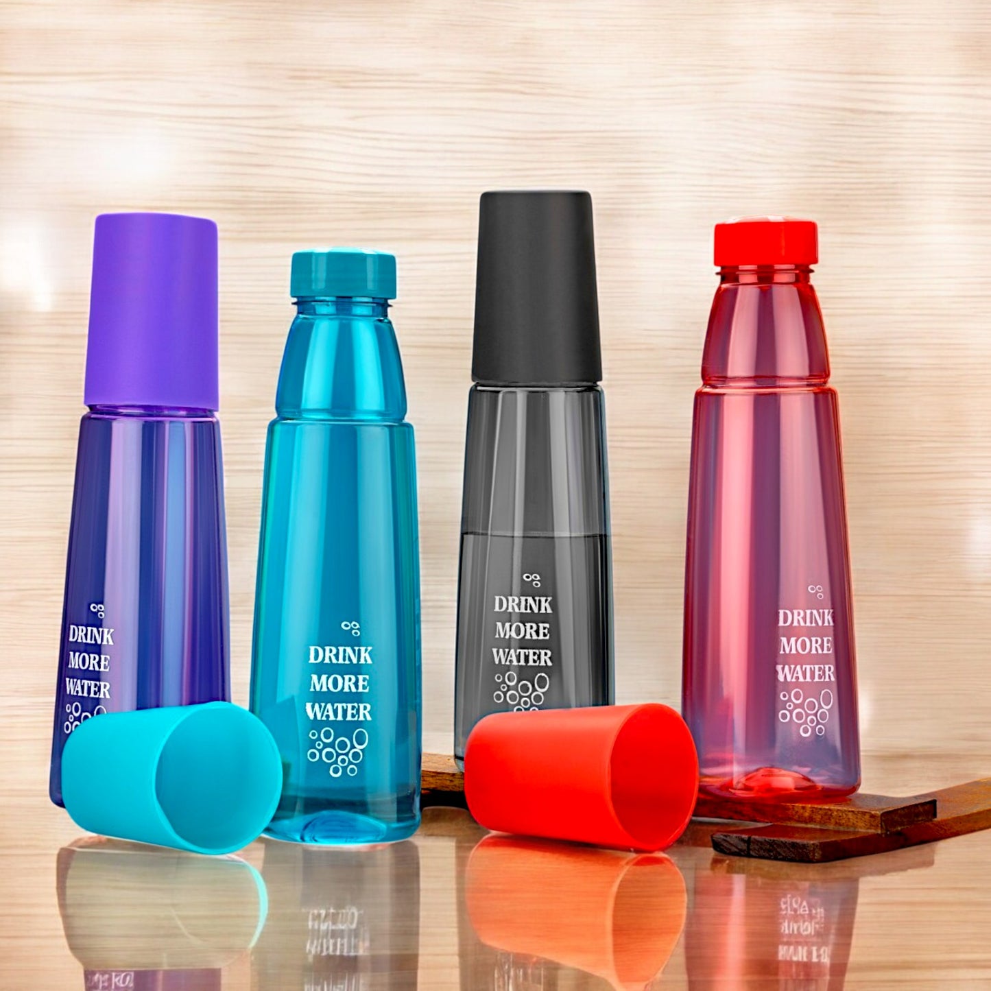 UK-0814 Water Bottle 1000 ml  With Drinking Glass  (1Psc, Multicolor, Plastic)
