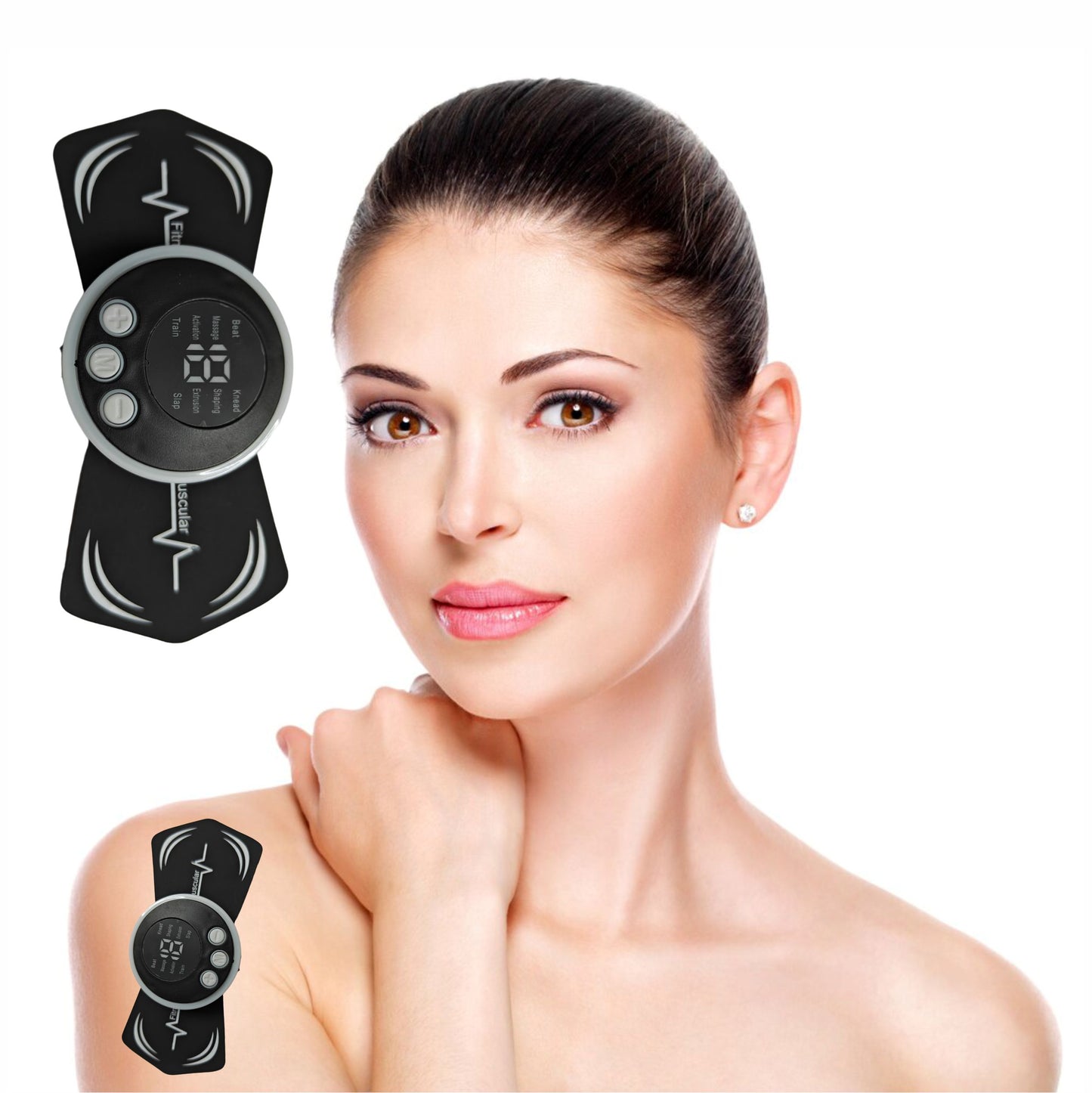 UK-0336 EMS Lymphatic Drainage Massager With 8 Modes 18 Levels, Neck Massager For Neck Back Hand Leg, 1 Host 2 Patches