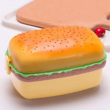 UK-1007 HOT-DOG  2-Compartment Lunch Box Multi Compartment Lunch Box with Spoon for Kids || Sandwich Burger Shape Tiffin Lunch Box for Boys & Girls