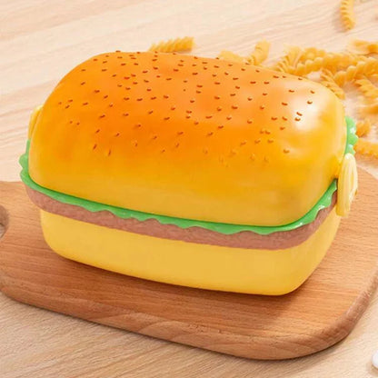 UK-1007 HOT-DOG  2-Compartment Lunch Box Multi Compartment Lunch Box with Spoon for Kids || Sandwich Burger Shape Tiffin Lunch Box for Boys & Girls