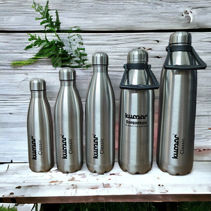 UK-0357 Stainless Steel Vacuum Insulated Flask | Hot And Cold Water Bottle With Screw Lid | Double Walled Silver Bottle For Home, Office, Travel 12 Hours Cold & Hot