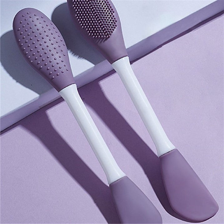 UK-0356 Beauty Silicone Face Mask Applicator Makeup Brush Double-Ended Facial Mask Brush for Mud, Clay, Charcoal Mixed Mask，Soft Makeup Beauty Brush Tools for Apply Cream, Lotion (1PC Multi Color)