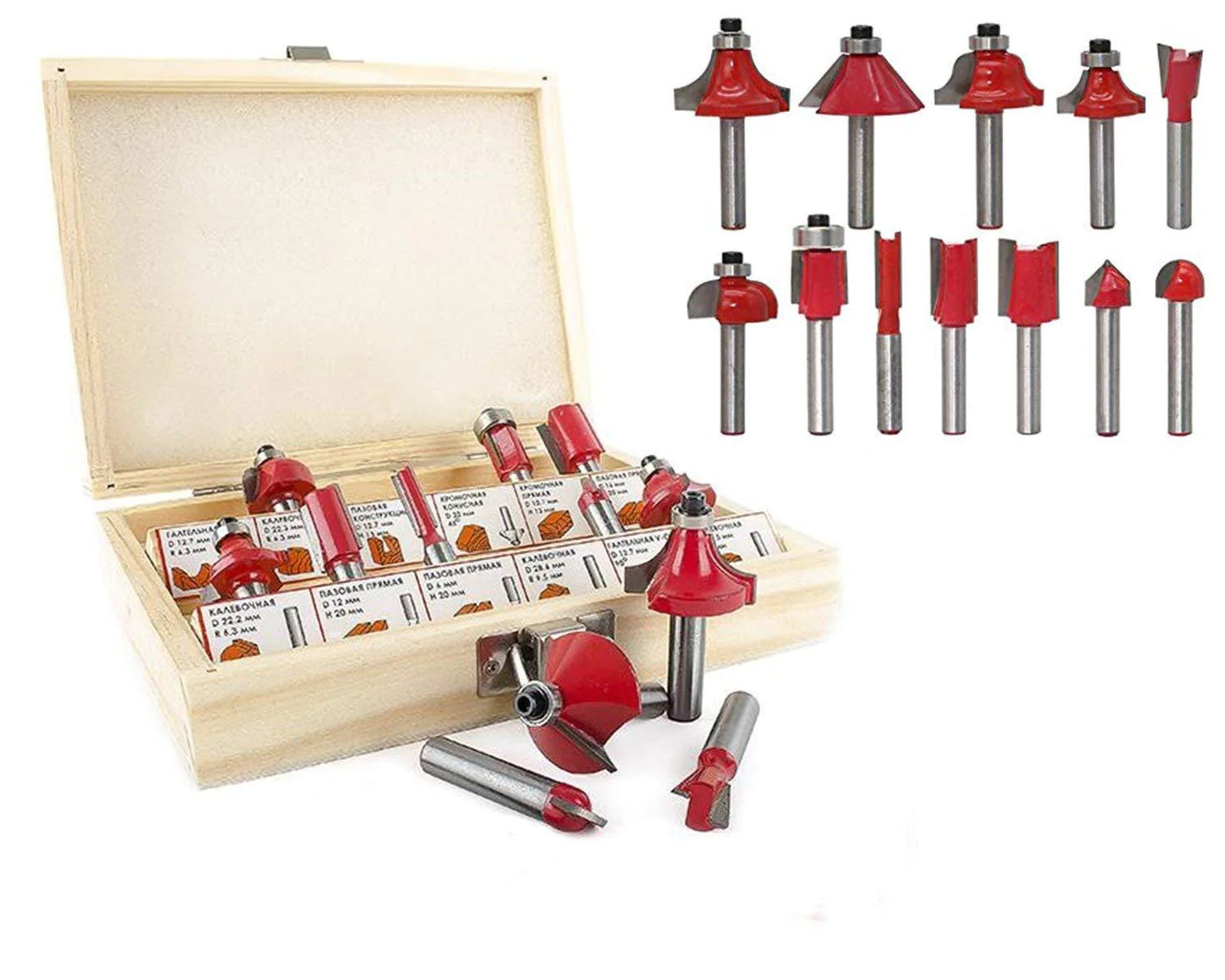 UK-0106  12 / 15PCS MILLING CUTTER ROUTER BIT SET