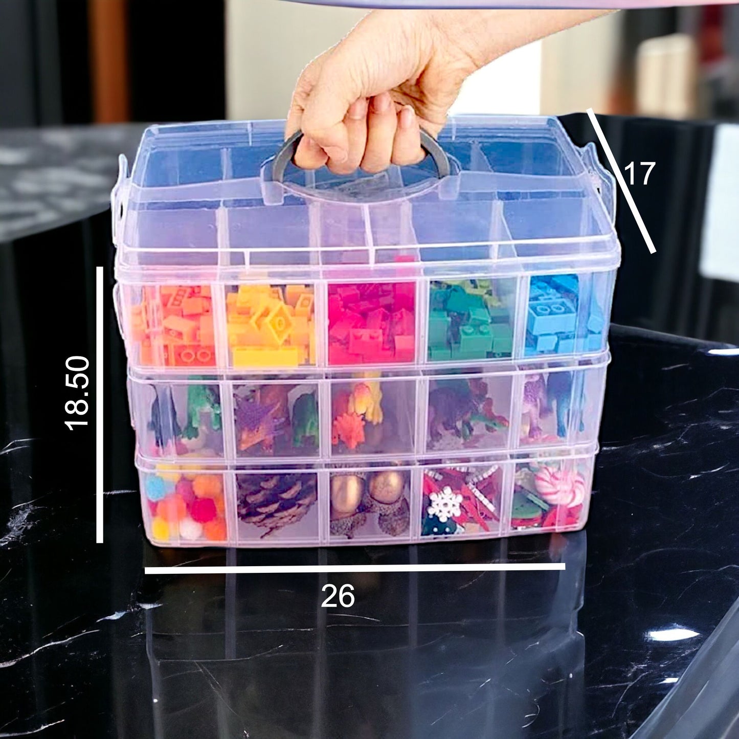 UK-0164 3 Layer jwell organizer box with 30 Adjustable Dividers Earring Storage Box