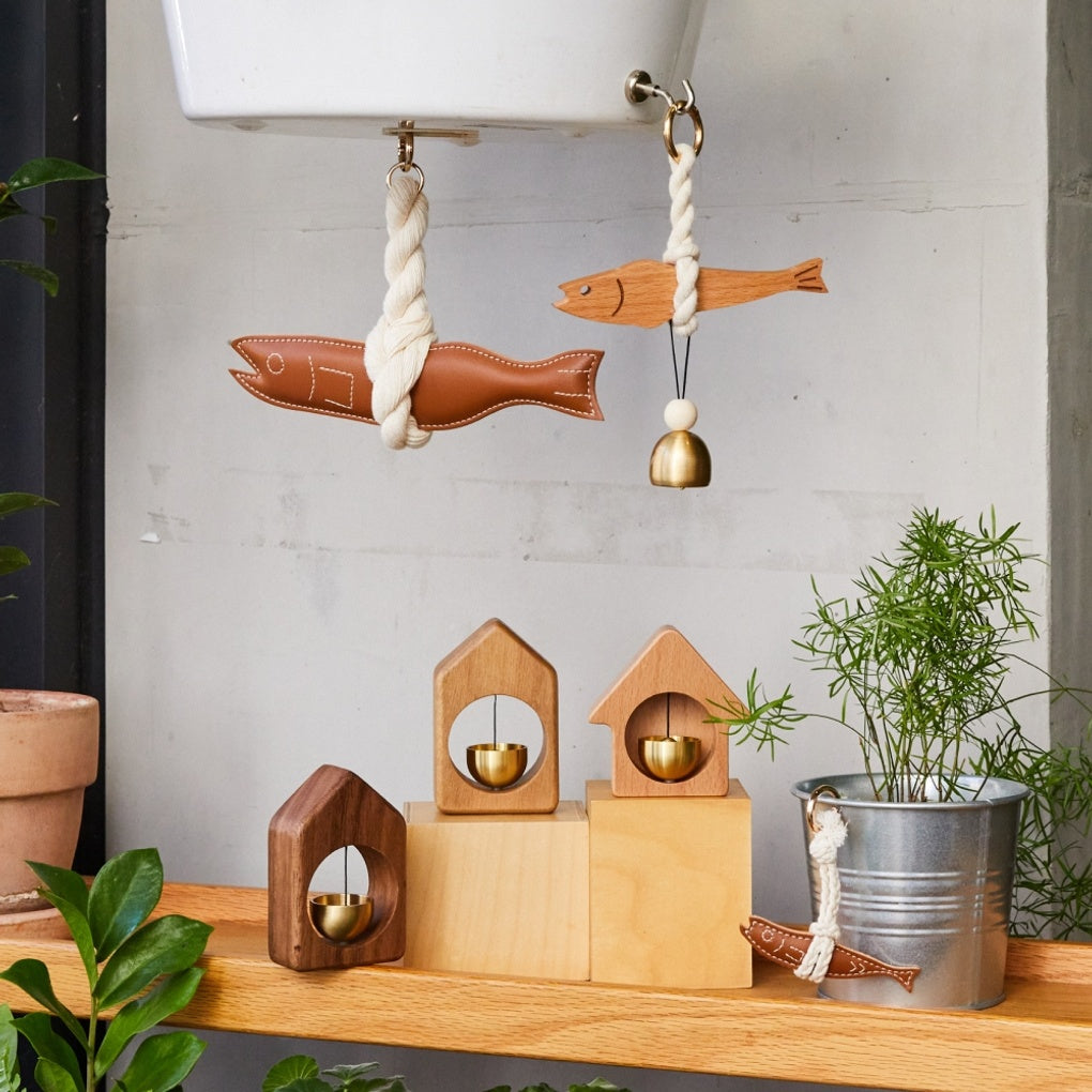 UK-1045 Wind Chime with Brass Bell Hanging Walnut for Home Office Door Black Walnut | Yard, Garden & Outdoor Living | Garden Decor | Wind Chimes