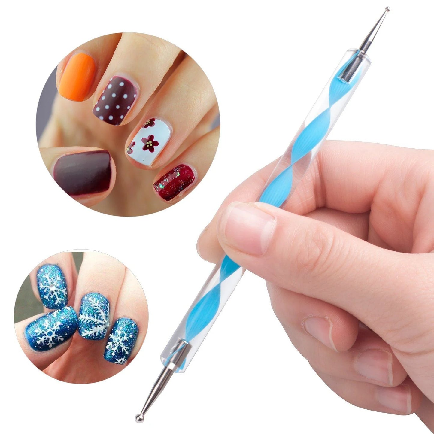 UK-0303 5 pieces Nail Art Dotting Marbleizing Tool Pen for Nail Decoration Stamping (Multicolour)