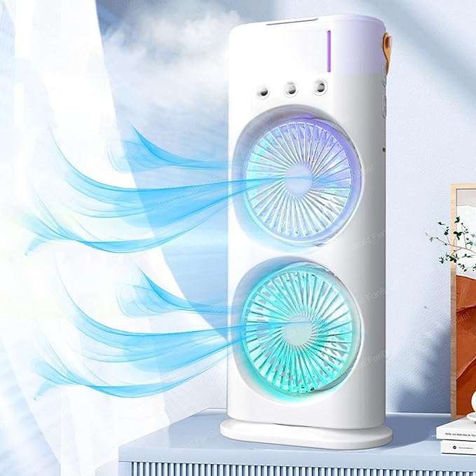 UK-0865 Air Misting Fan Portable Rechargeable Cooling Fan, Personal Air Conditioner, Evaporative Air Cooler for Room, Mister Portable Outdoor Cooling Fans that Blow Cold Air for Travel & More