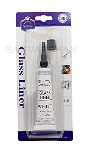 UK-0332 Arts Glass Liner Colors 3D Glass Color 12ml White ,Gold, Silver And Black Each