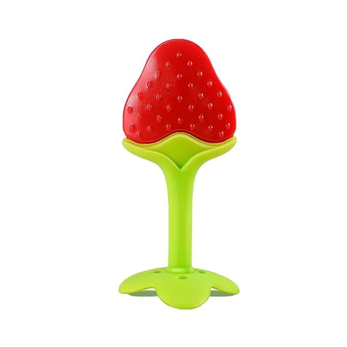 UK-0981 Silicone BPA Free Baby Teether | Natural Fruit Shape Chew Toy for Newborn, Infant & Toddlers | Multicolor Soft Teething Toy | Non-Toxic, Safe for 0-12 Months Baby Boys & Girls (1PC Teether MULTI-DESIGN)