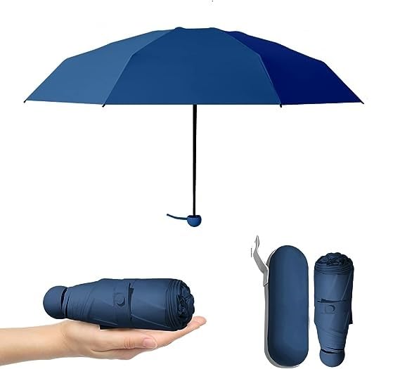 UK-0398 5 Fold Manual Open Umbrella With Capsule Case, Umbrella For Women, Men & Kids