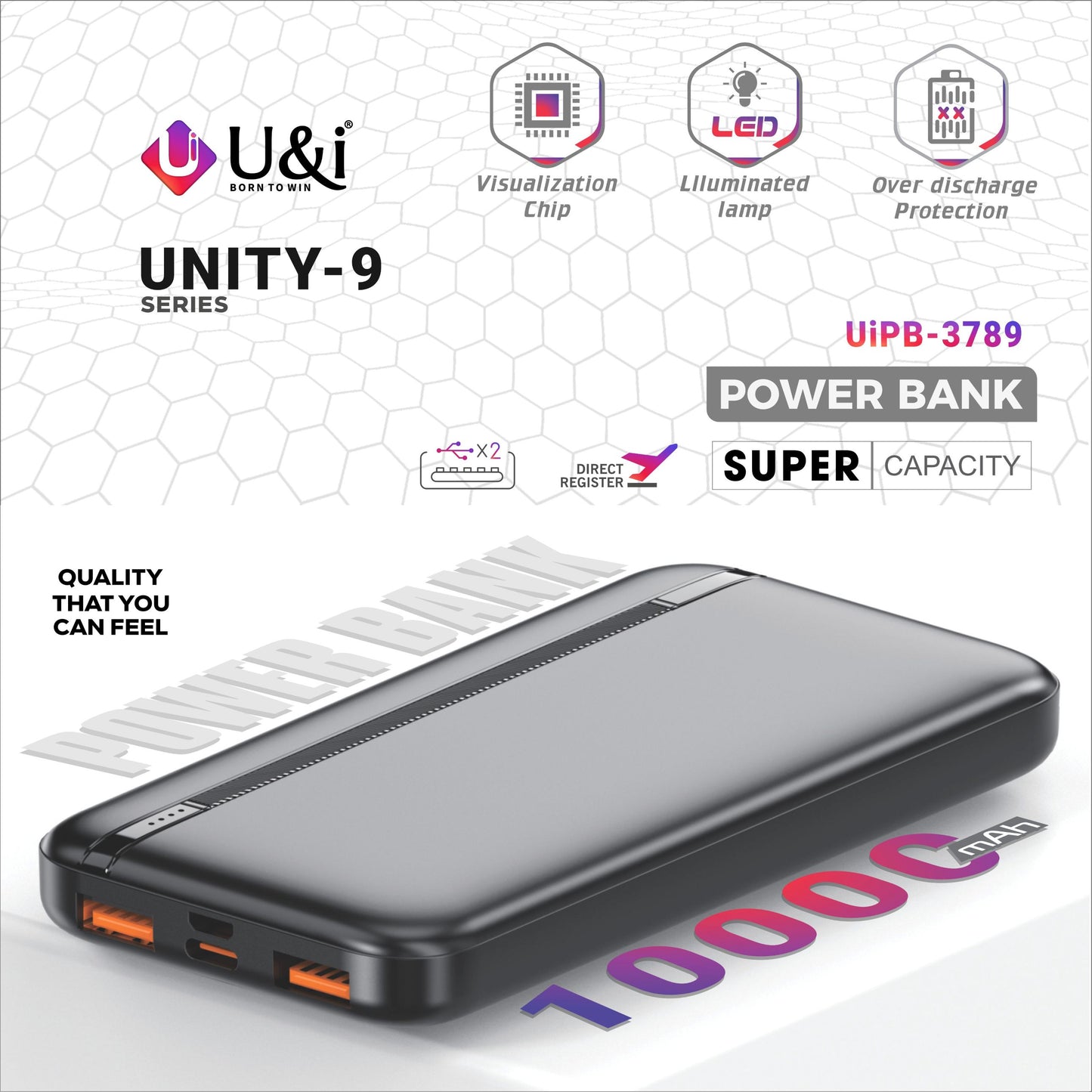 UK-0613  U&I 10000mah PowerBank( UNITY-9 , UIPB-3789 )