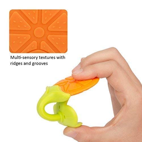 UK-0981 Silicone BPA Free Baby Teether | Natural Fruit Shape Chew Toy for Newborn, Infant & Toddlers | Multicolor Soft Teething Toy | Non-Toxic, Safe for 0-12 Months Baby Boys & Girls (1PC Teether MULTI-DESIGN)
