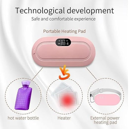 UK-1062 Portable Cordless Heating Pad for Menstrual Cramps Relief, for Stomach, 3-Speed Temperature Adjustment and 4-Speed Massage Modes, Back and Belly Heating Pad for Women