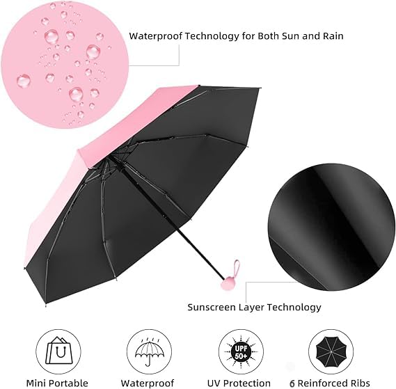 UK-0398 5 Fold Manual Open Umbrella With Capsule Case, Umbrella For Women, Men & Kids