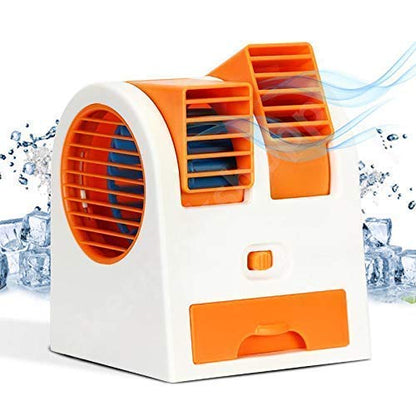 UK-0295 Mini Fan USB and Battery Powered Mini Portable Dual Blower Desk Table Air Cooler Fan