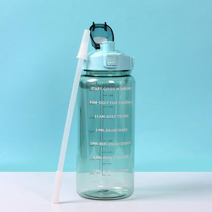 UK-0915 2 L Gym Belt Straw Transparent Motivational Water Bottles|Time Marker Leak Proof&Break-Proof|Best Usage For Office/School/College/Gym/Travel Bottle|Bpa-Free Sports Bottle