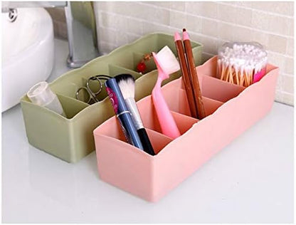 UK-0646 Multipurpose Plastic Storage Socks Tray Organizer for Wardrobe Drawer, Undergarment Cosmetic Makeup Dressing Rack, 1-PC (Multicolor)