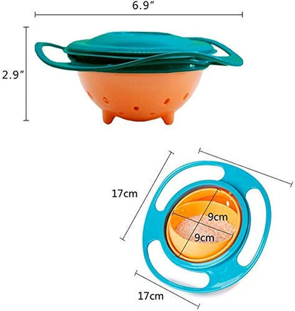 UK-0130  Gyro Bowl 360 Degree Rotate Dishes for Kids Food Baby Feeding Bowl Lunch Box (Multicolor)