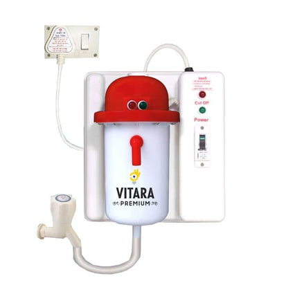 VITARA CORPORATION 1L instant portable water heater/geyser (Fitted with MCB) Instant Running Water Heater ABS Plastic, Auto Cut Off and Manual Reset, Inlet and Outlet Thread