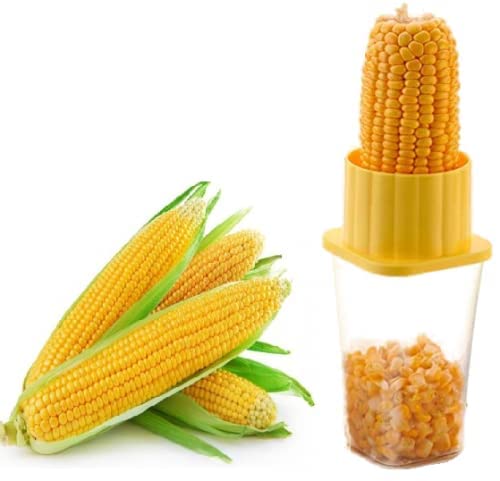 UK-0173 Corn Stripper with Container | Unbreakable Corn Cob Seeds Kernels Remover Cutter Peeler with Stainless Steel Blade