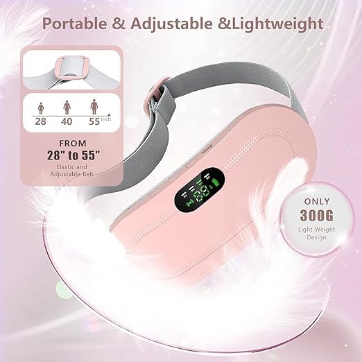 UK-1062 Portable Cordless Heating Pad for Menstrual Cramps Relief, for Stomach, 3-Speed Temperature Adjustment and 4-Speed Massage Modes, Back and Belly Heating Pad for Women