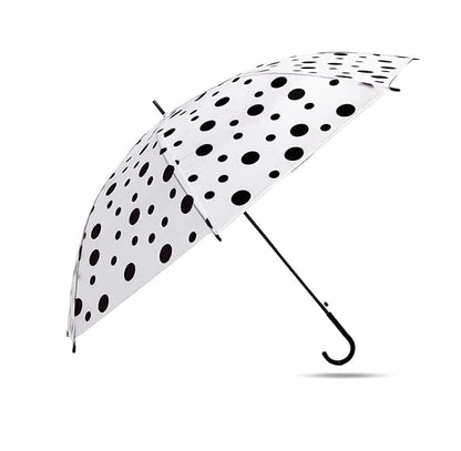 UK-0399 Transparent Doted Umbrella With Long Comfortable Grip Handle Multicolor